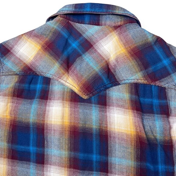 Wrangler Retro Western Snap Shirt Plaid Cotton Medium - Picture 6 of 8